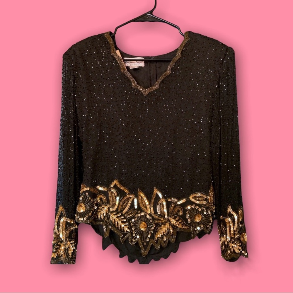 Sequin Evening Top by Laurence Kazar